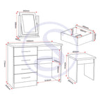 Nevada Dressing Table Set - Grey Gloss/Light Oak Effect Veneer