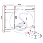 Nevada 6 Door 2 Drawer Wardrobe - Black Wood Grain