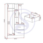 Nevada Mirrored Open Shelf Wardrobe - White Gloss