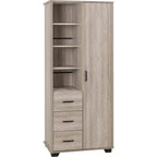 Oliver 1 Door 3 Drawer Open Shelf Wardrobe - Light Oak Effect