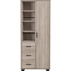Oliver 1 Door 3 Drawer Open Shelf Wardrobe - Light Oak Effect