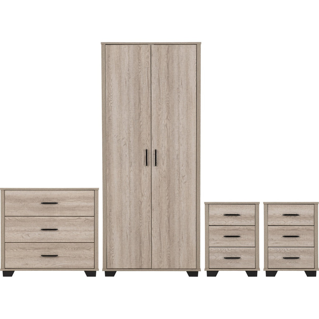 Oliver 2 Door Wardrobe Bedroom Set - Light Oak Effect