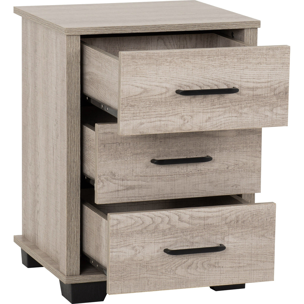 Oliver 3 Drawer Bedside - Light Oak Effect