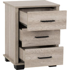 Oliver 3 Drawer Bedside - Light Oak Effect