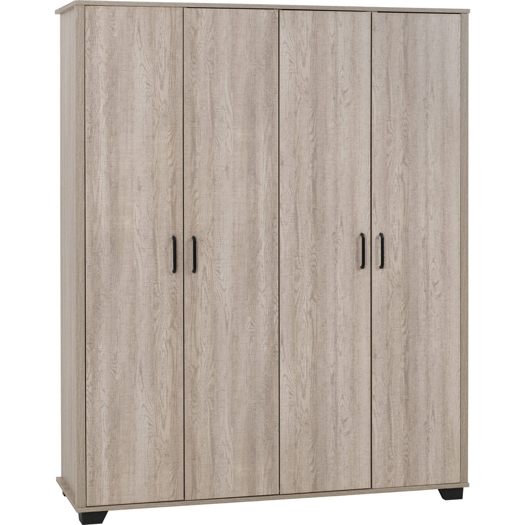 Oliver 4 Door Wardrobe - Light Oak Effect