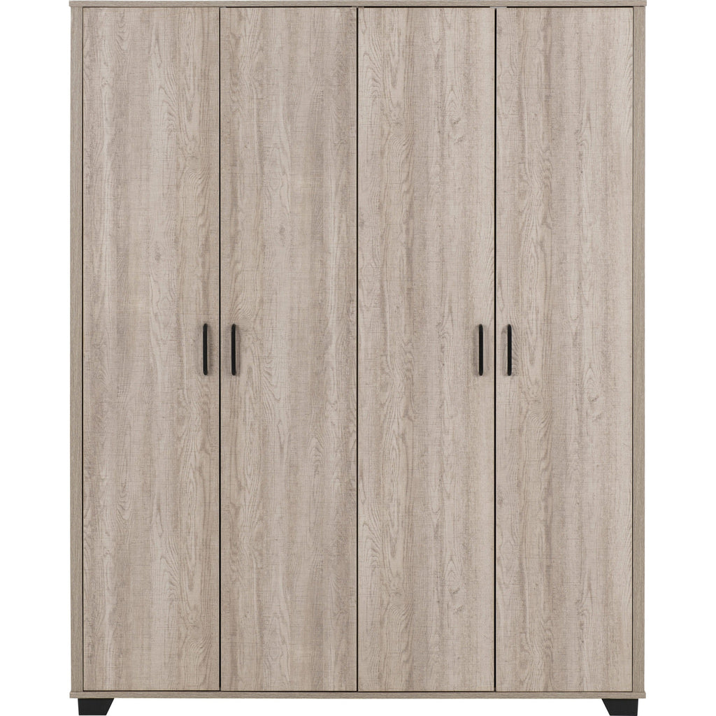 Oliver 4 Door Wardrobe - Light Oak Effect