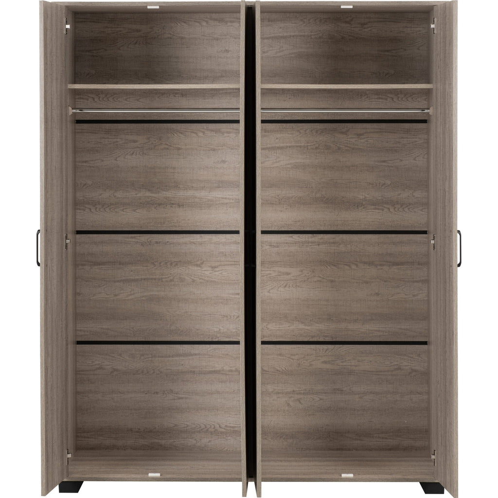 Oliver 4 Door Wardrobe Bedroom Set - Light Oak Effect