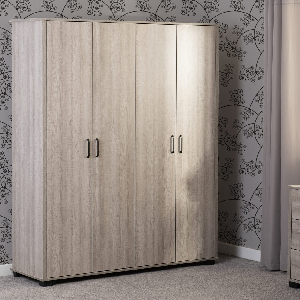Oliver 4 Door Wardrobe - Light Oak Effect