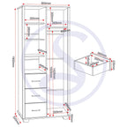 Oliver 1 Door 3 Drawer Open Shelf Wardrobe - Light Oak Effect