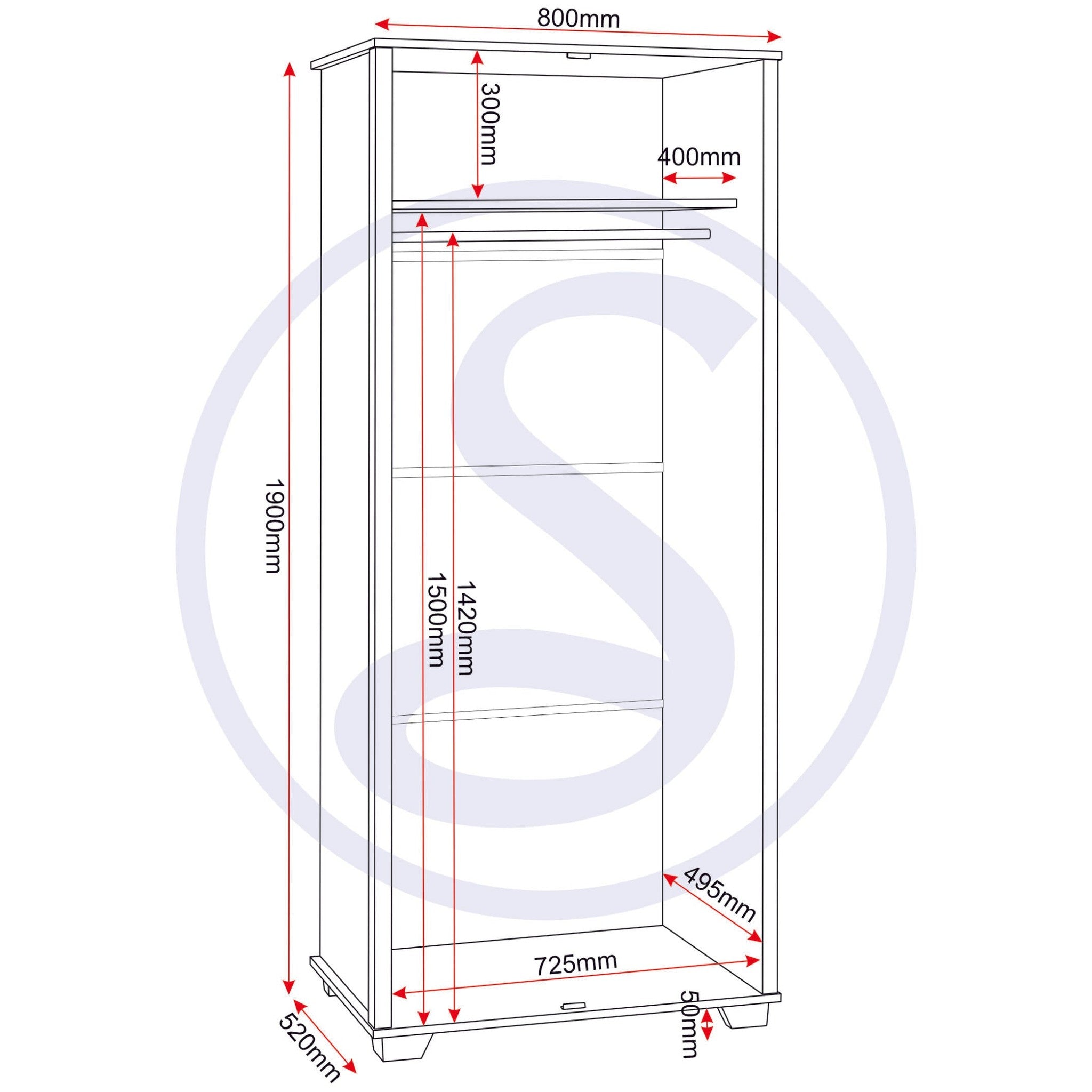 Oliver 2 Door Wardrobe - Light Oak Effect