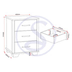 Oliver 3 Drawer Bedside - Light Oak Effect