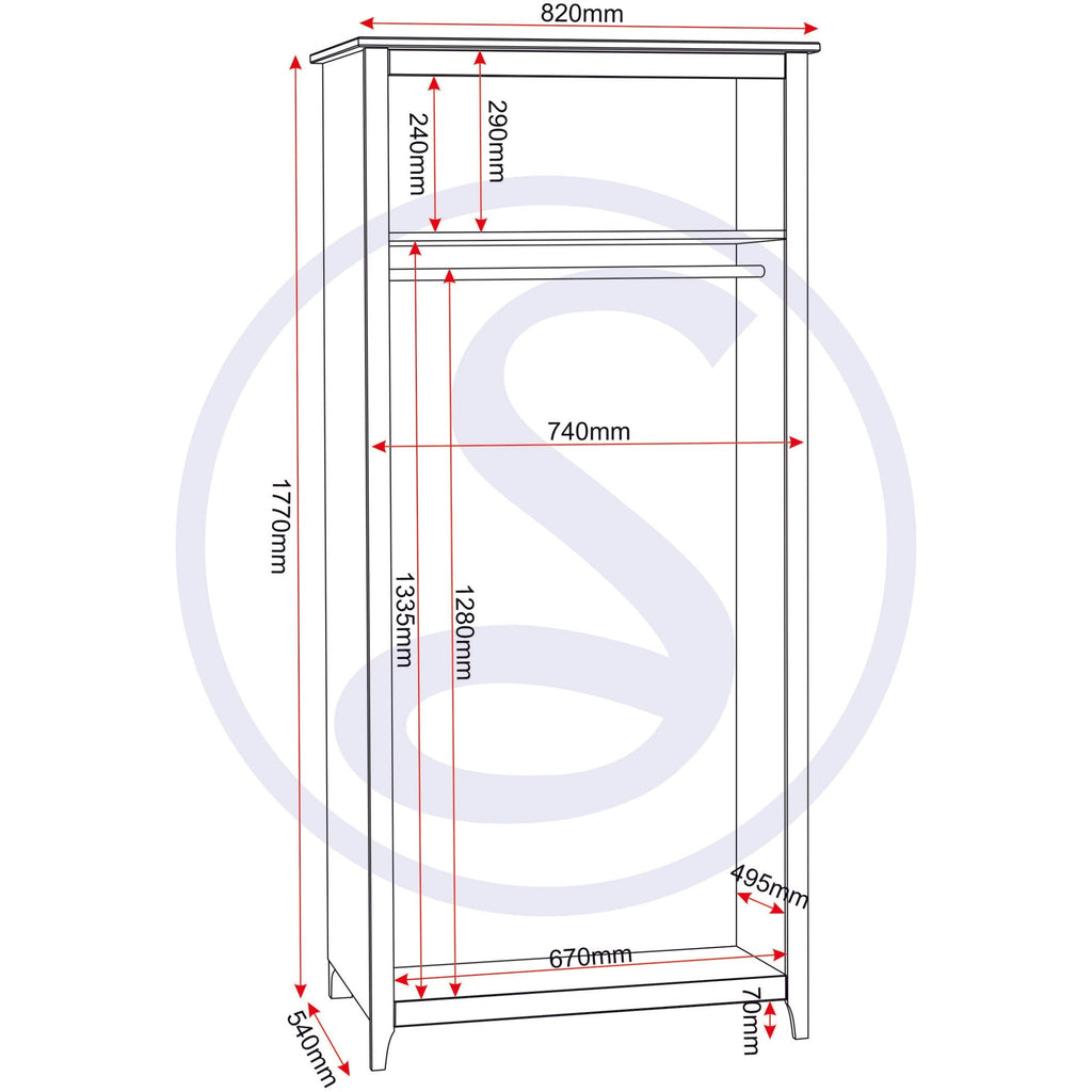 Oslo 2 Door Wardrobe - Antique Pine