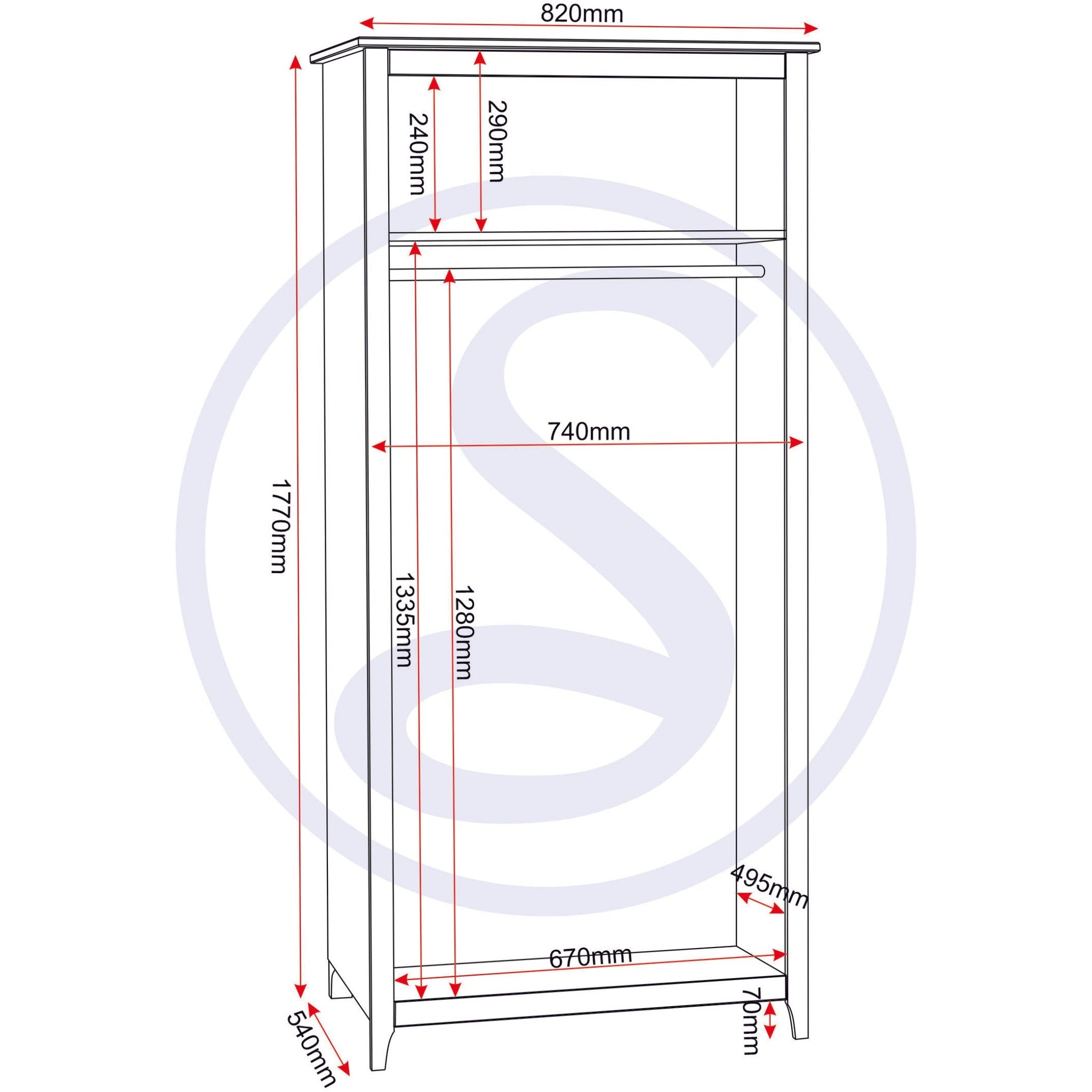 Oslo 2 Door Wardrobe - Antique Pine