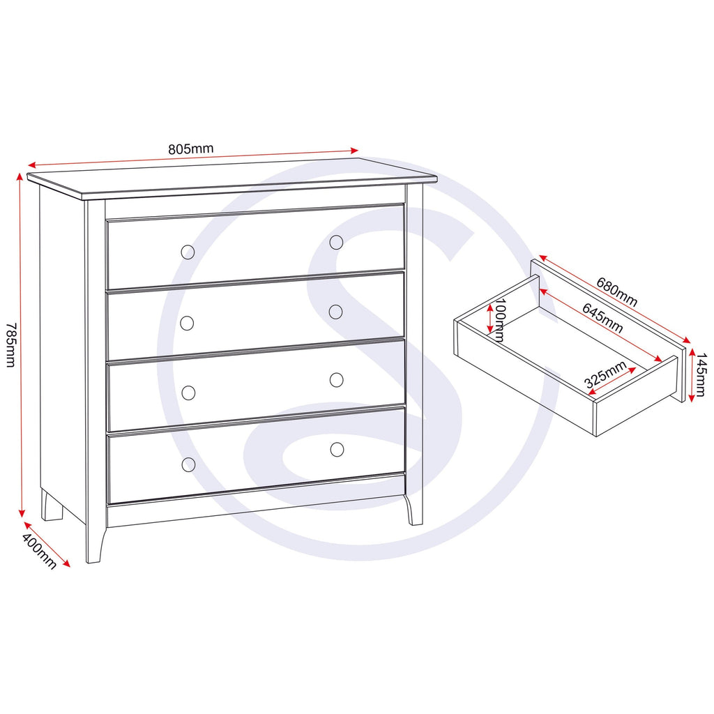 Oslo 4 Drawer Chest - Antique Pine