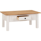 Panama 1 Drawer Coffee Table - White/Natural Wax