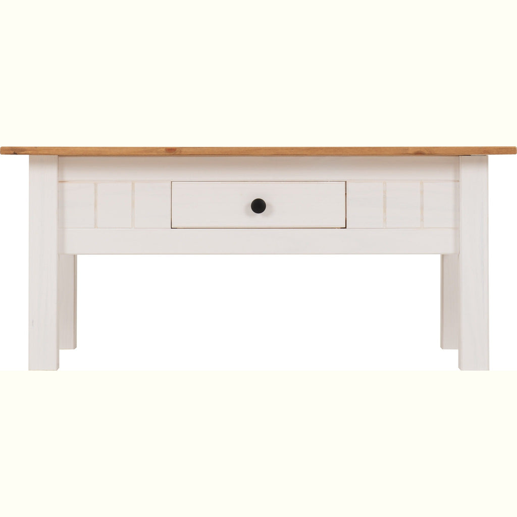 Panama 1 Drawer Coffee Table - White/Natural Wax