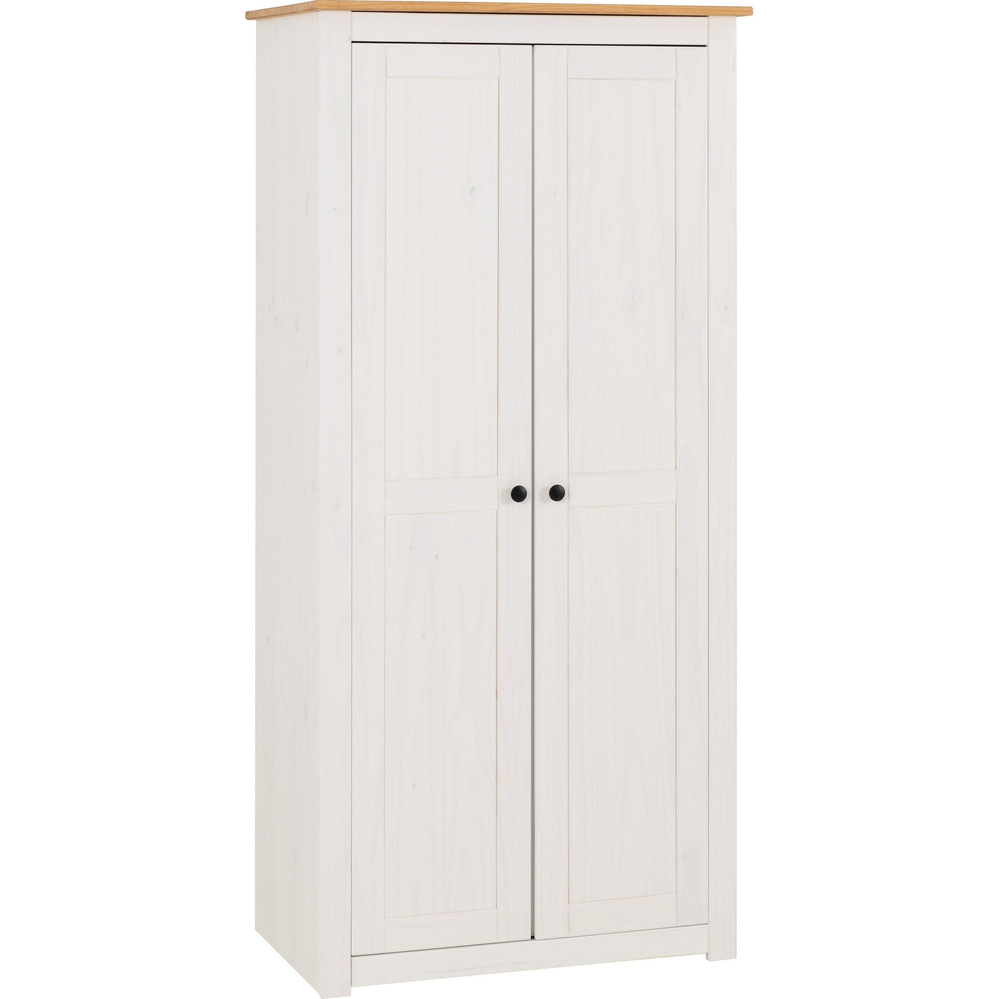 Panama 2 Door Wardrobe - White/Natural Wax