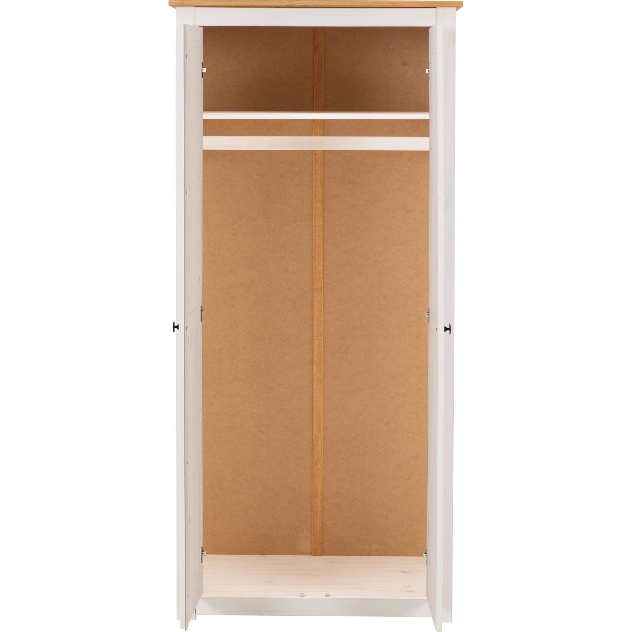 Panama 2 Door Wardrobe - White/Natural Wax