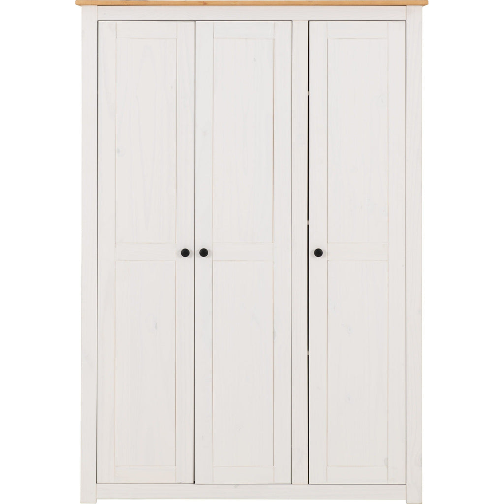 Panama 3 Door Wardrobe - White/Natural Wax