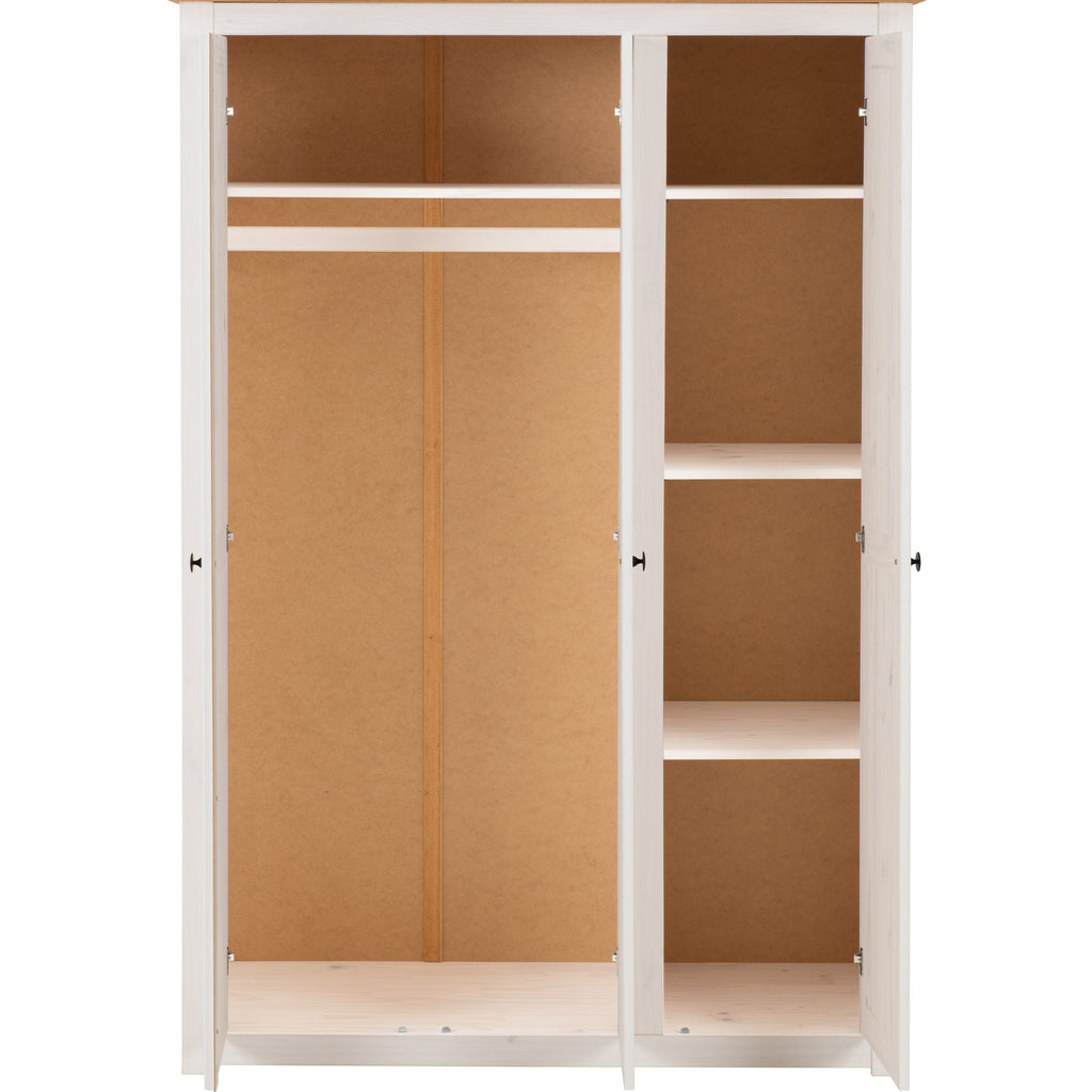 Panama 3 Door Wardrobe - White/Natural Wax