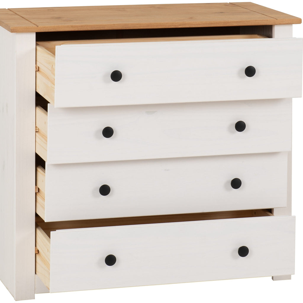 Panama 4 Drawer Chest - White/Natural Wax
