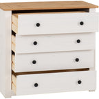 Panama 4 Drawer Chest - White/Natural Wax