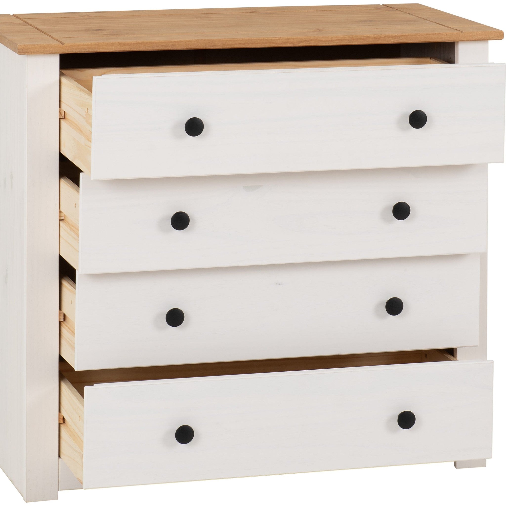 Panama 4 Drawer Chest - White/Natural Wax