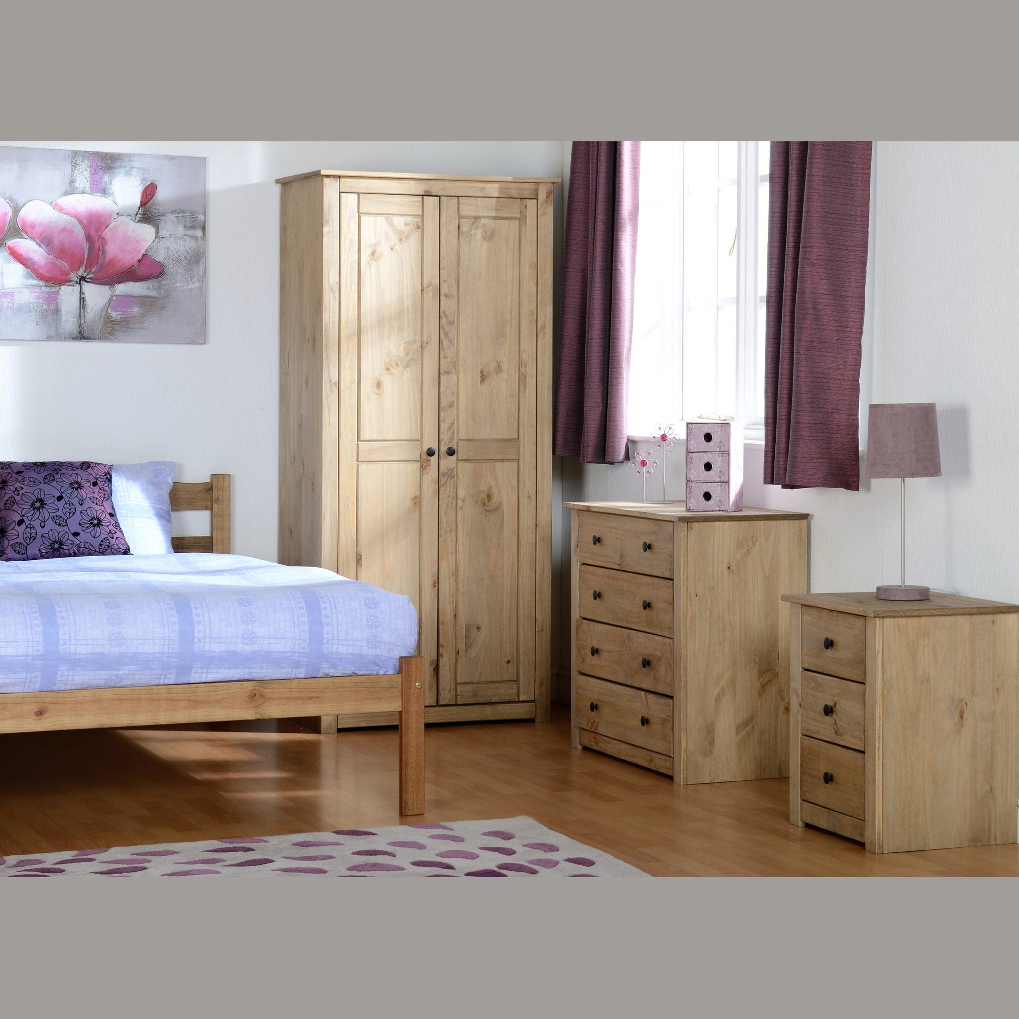 Panama 2 Door Wardrobe - Natural Wax