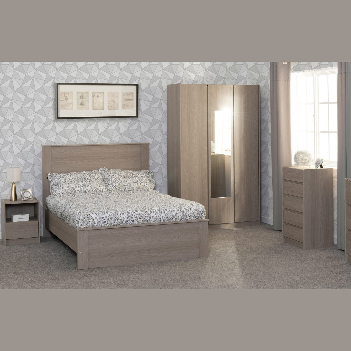 Paris 1 Drawer Bedside - Smoked Ash Effect