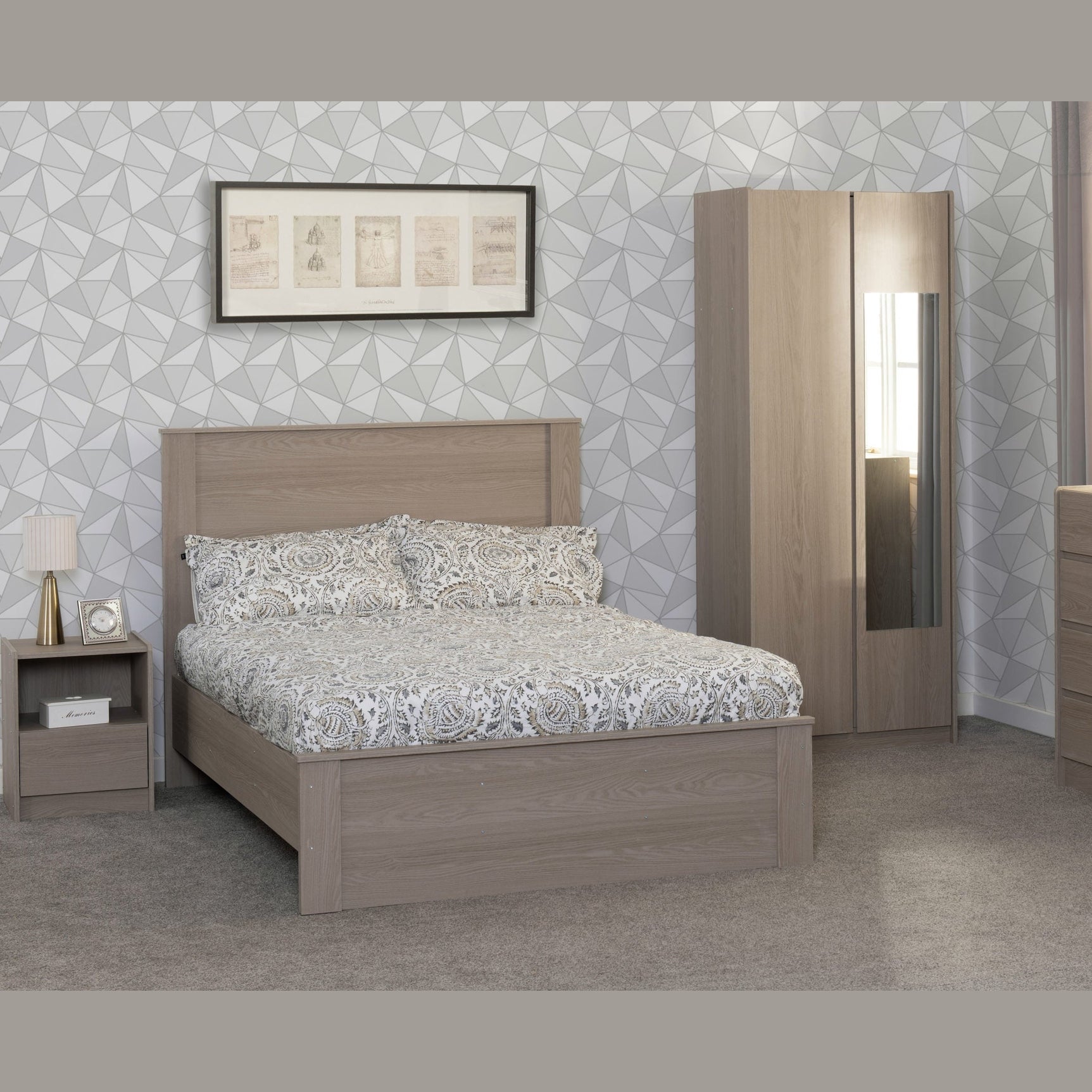 Paris 1 Drawer Bedside - Smoked Ash Effect