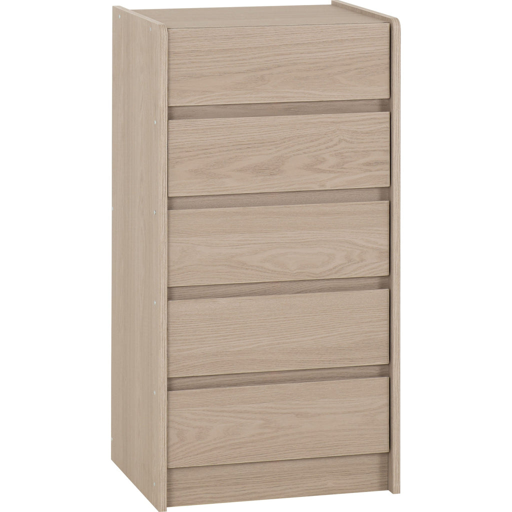Paris 5 Drawer Chest - Smoked Ash Effect