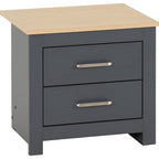 Portland 2 Drawer Bedside - Grey/Oak Effect