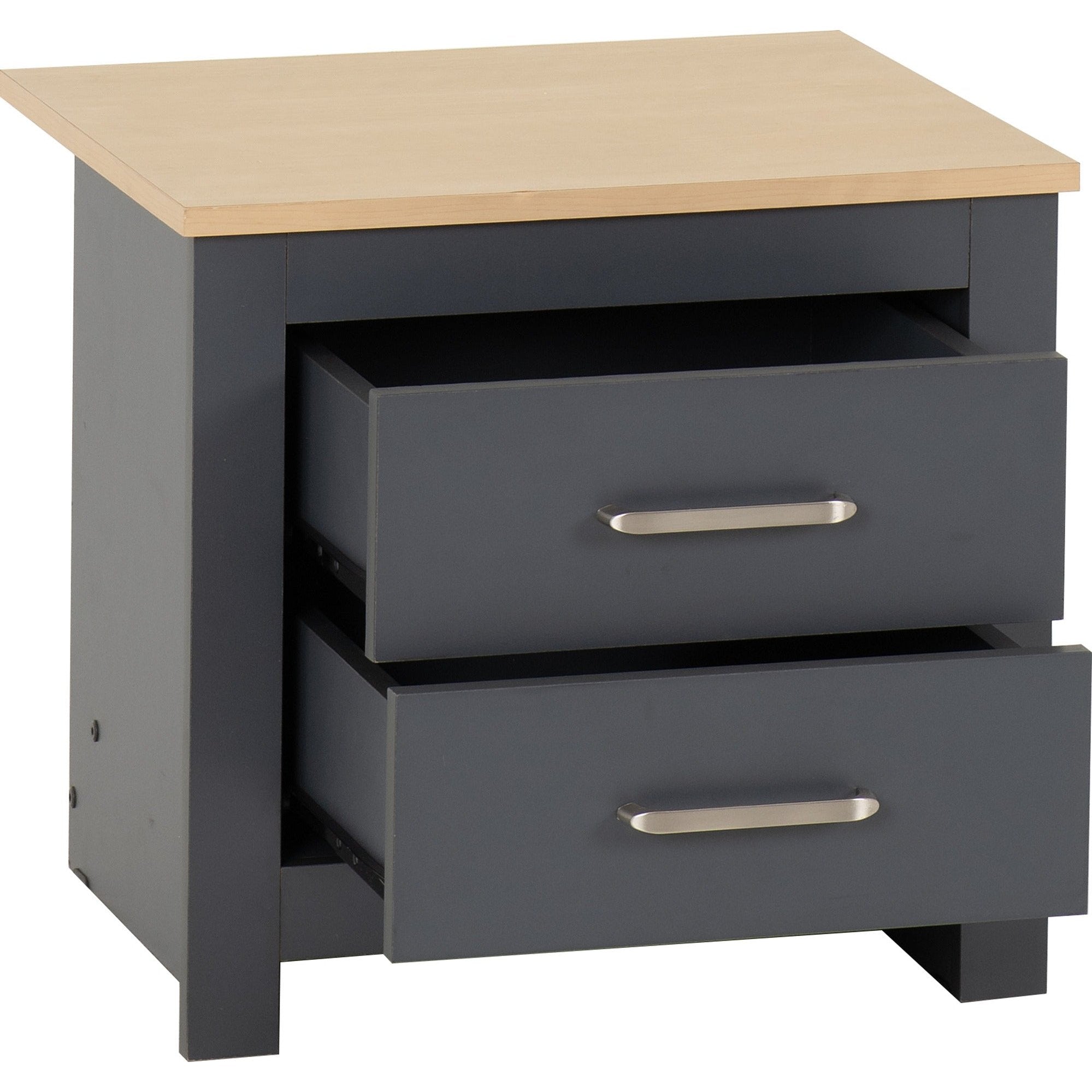 Portland 2 Drawer Bedside - Grey/Oak Effect