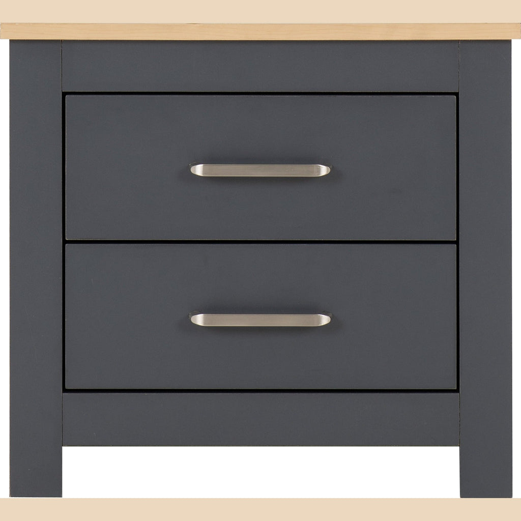 Portland 2 Drawer Bedside - Grey/Oak Effect