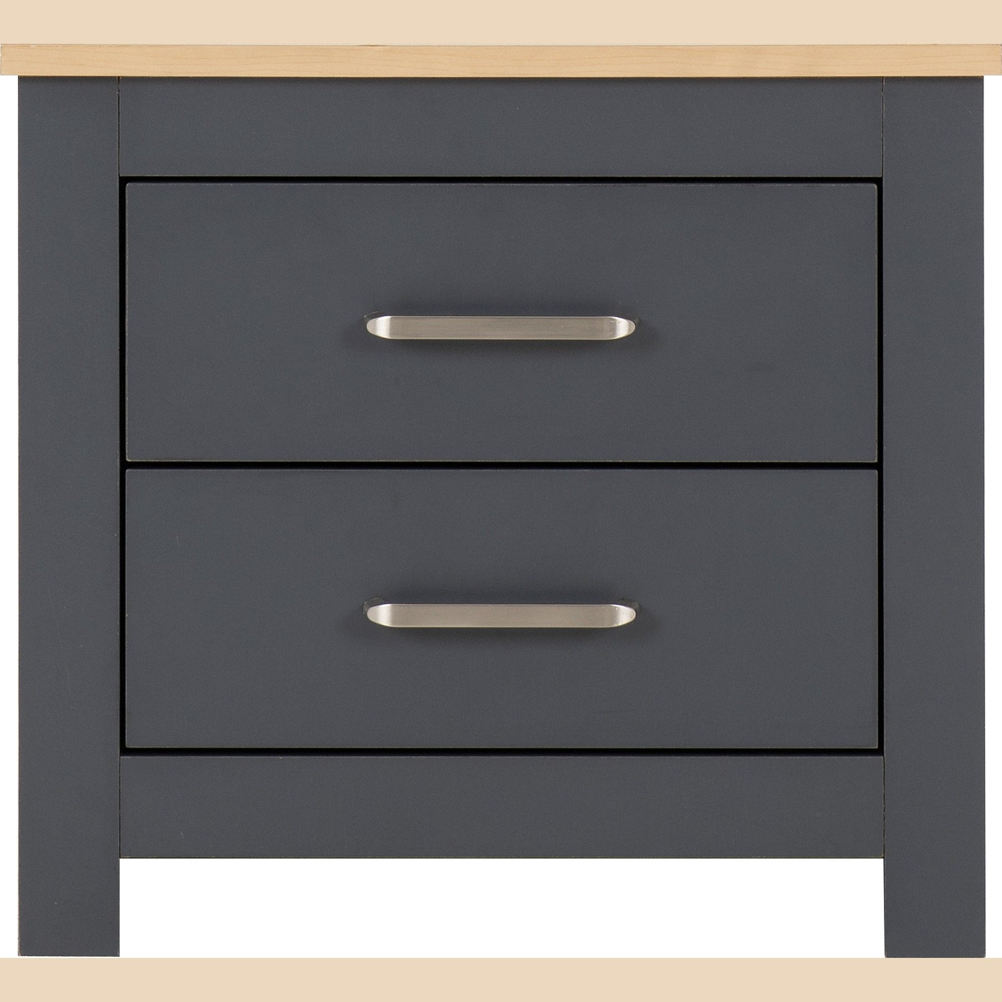 Portland 2 Drawer Bedside - Grey/Oak Effect