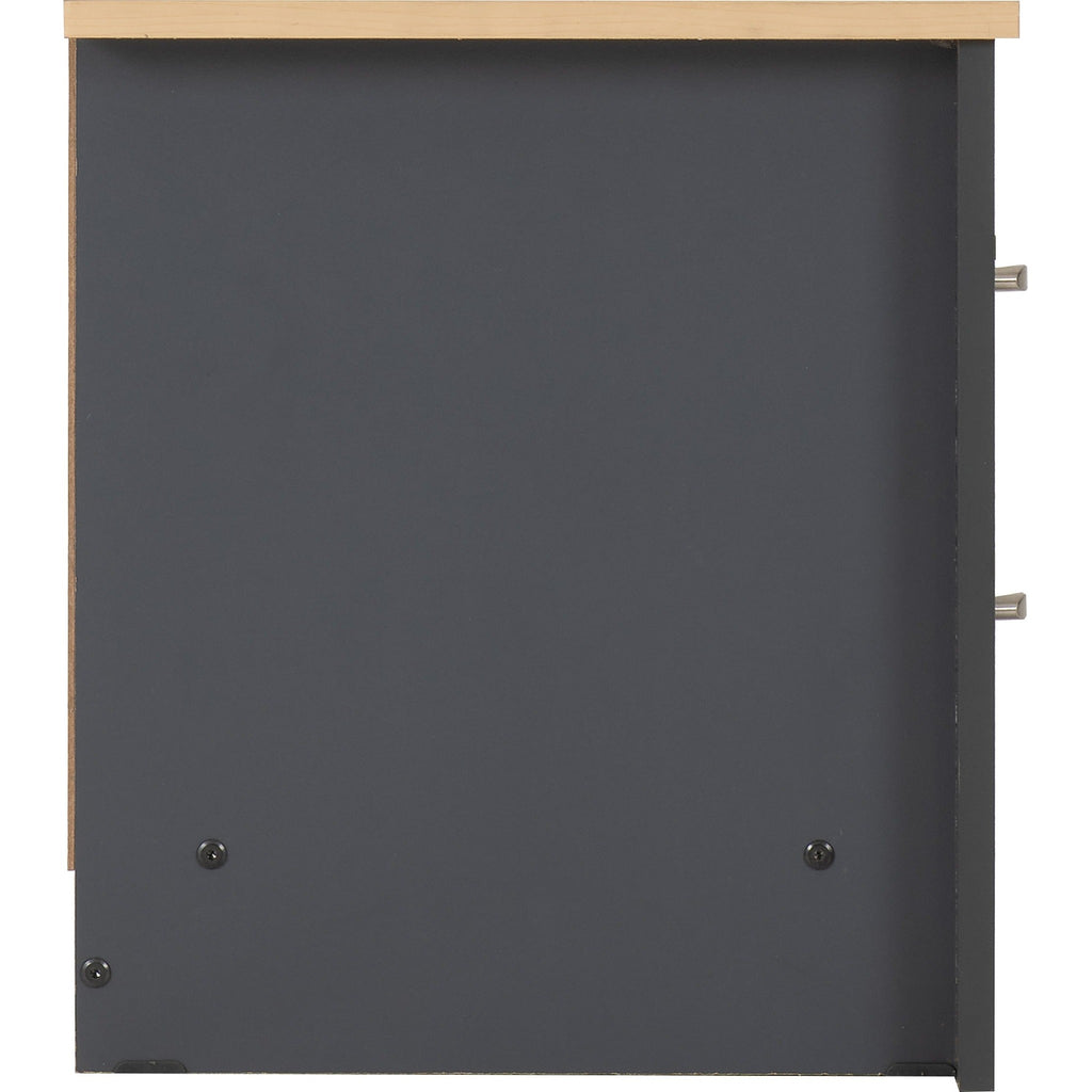Portland 2 Drawer Bedside - Grey/Oak Effect