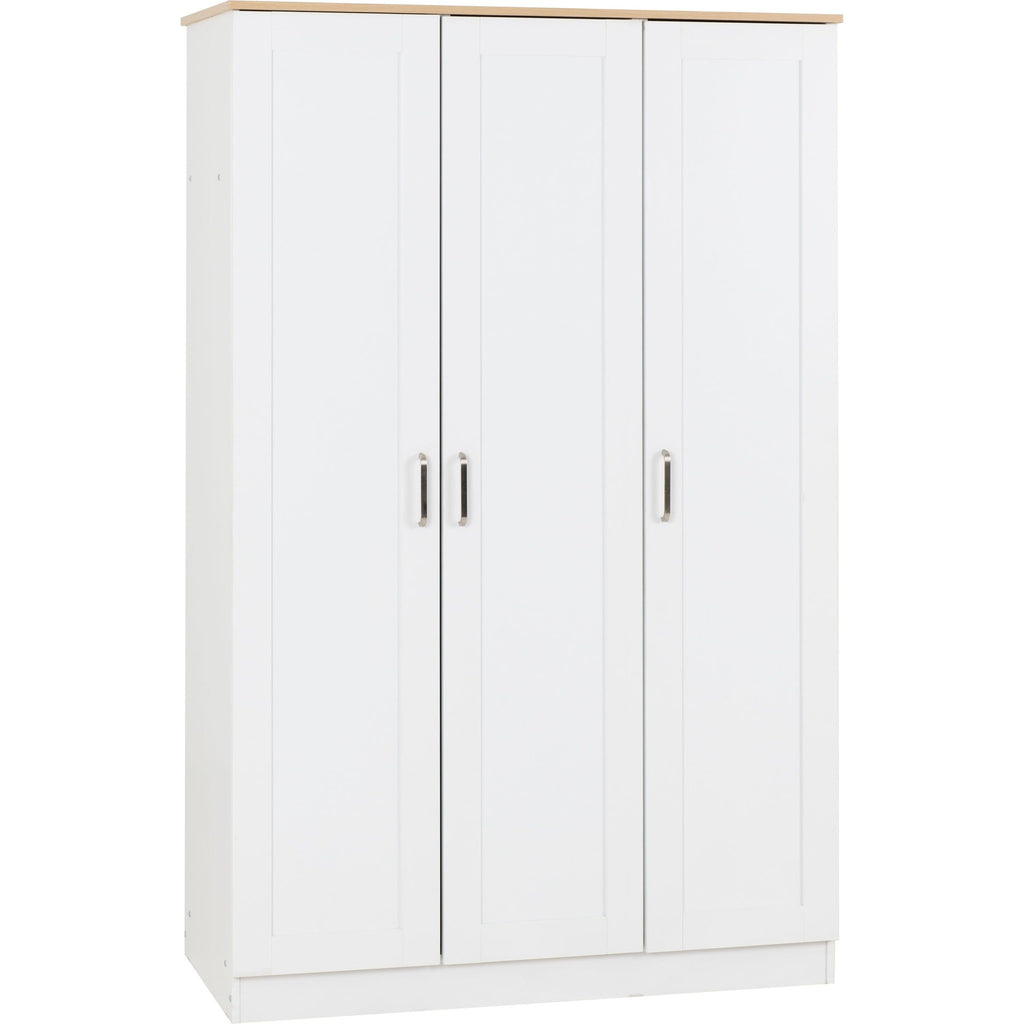 Portland 3 Door Wardrobe - White/Oak Effect