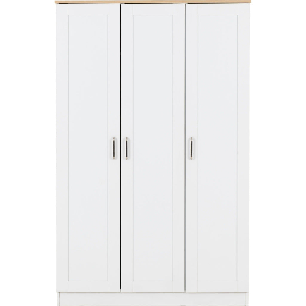 Portland 3 Door Wardrobe - White/Oak Effect