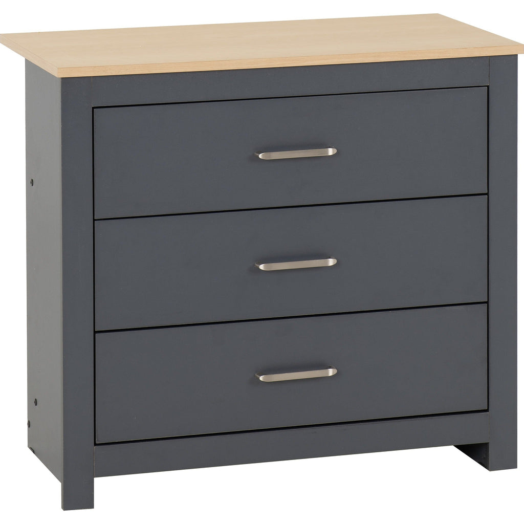 Portland 3 Drawer Chest - Grey/Oak Effect