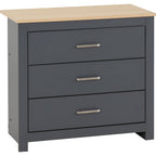 Portland 3 Drawer Chest - Grey/Oak Effect