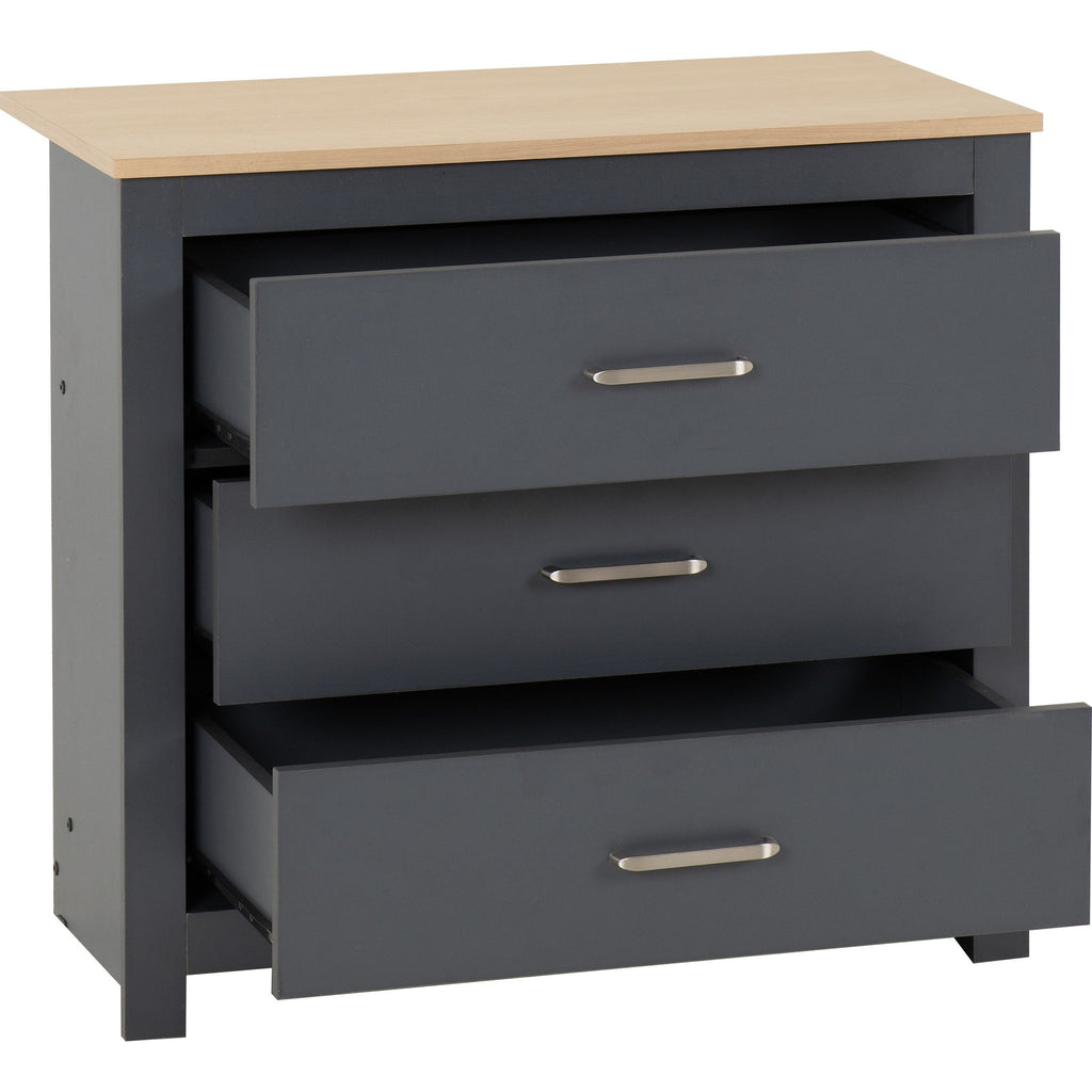 Portland 3 Drawer Chest - Grey/Oak Effect