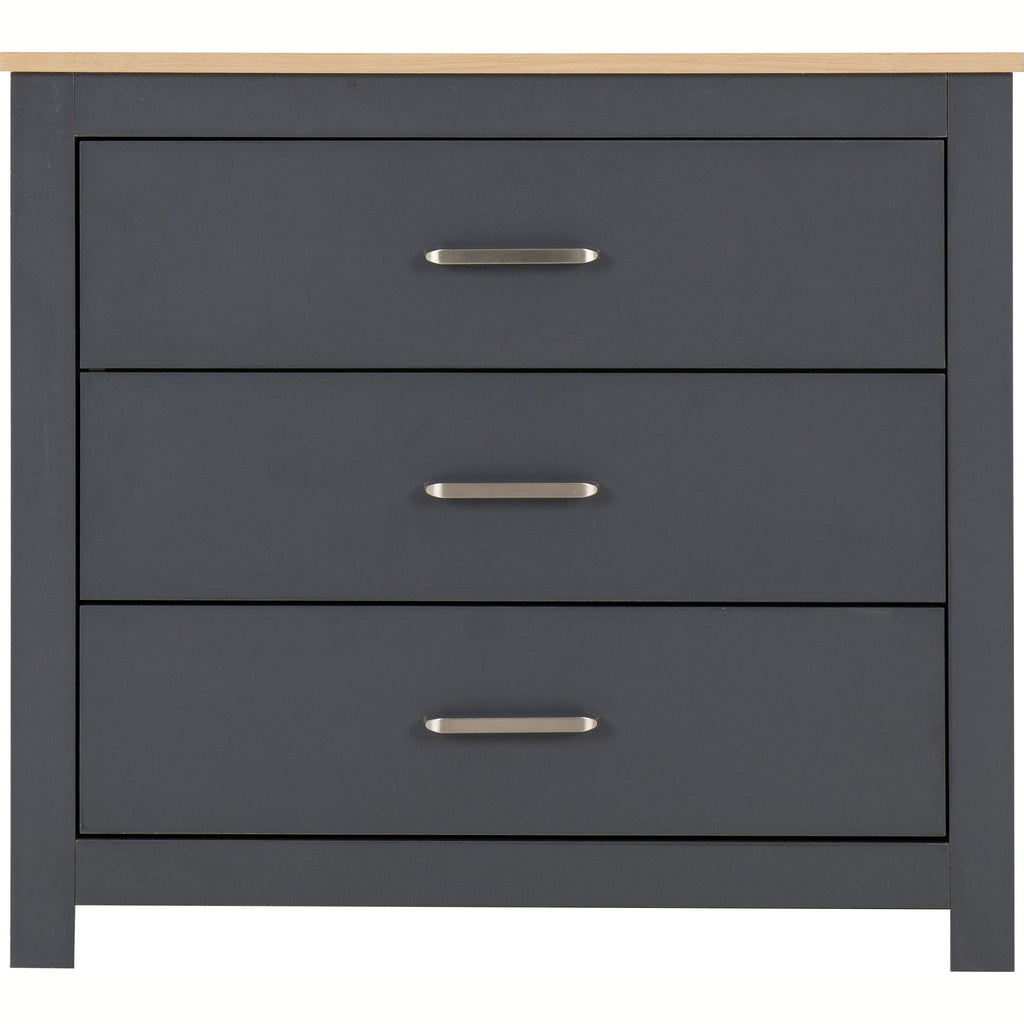 Portland 3 Drawer Chest - Grey/Oak Effect