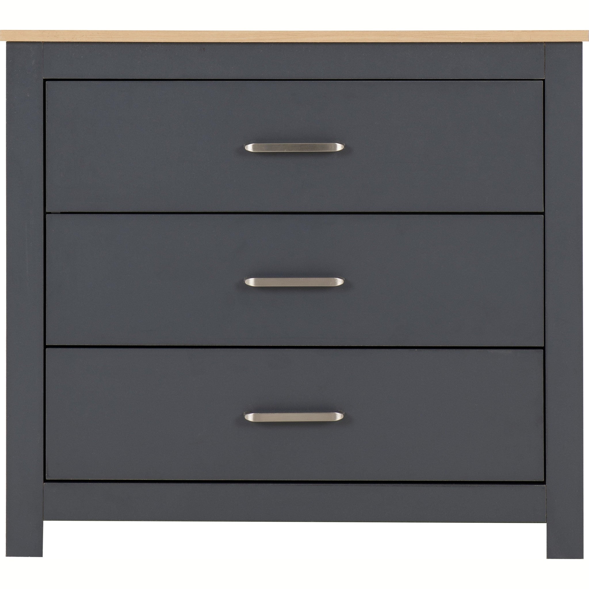 Portland 3 Drawer Chest - Grey/Oak Effect