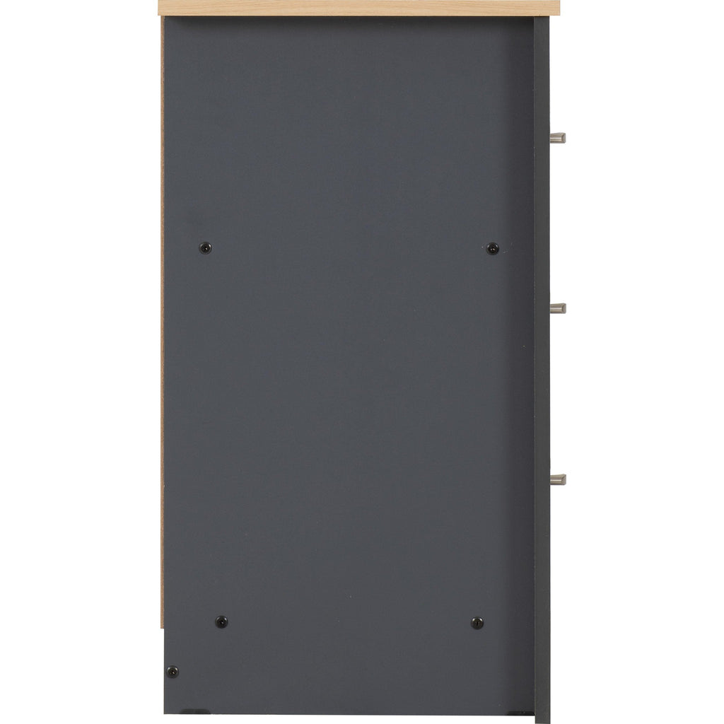Portland 3 Drawer Chest - Grey/Oak Effect