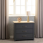 Portland 3 Drawer Chest - Grey/Oak Effect
