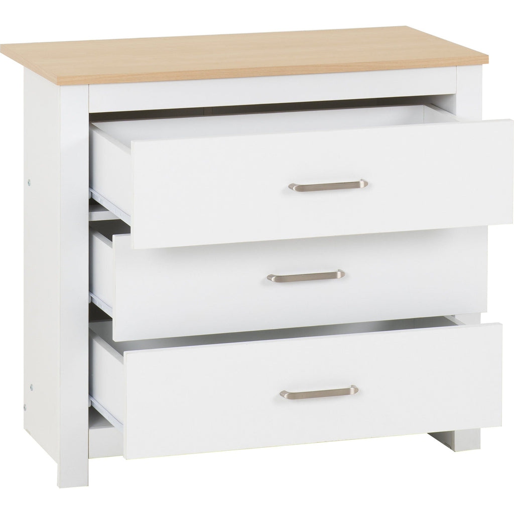 Portland 3 Drawer Chest - White/Oak Effect