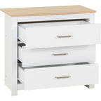 Portland 3 Drawer Chest - White/Oak Effect