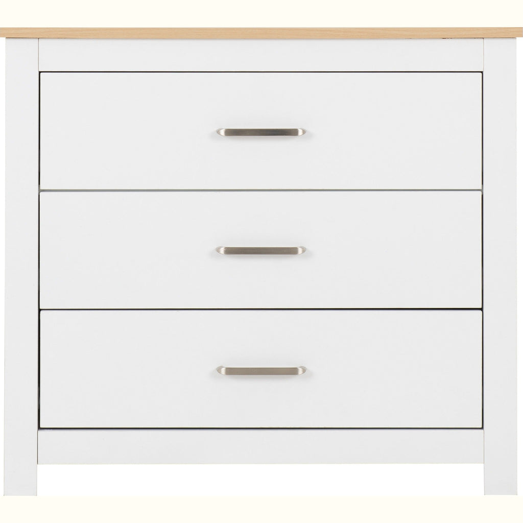 Portland 3 Drawer Chest - White/Oak Effect