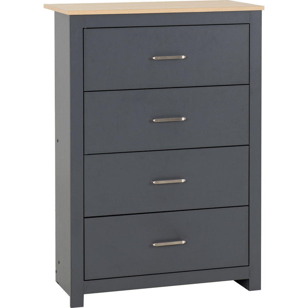 Portland 4 Drawer Chest - Grey/Oak Effect