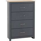 Portland 4 Drawer Chest - Grey/Oak Effect